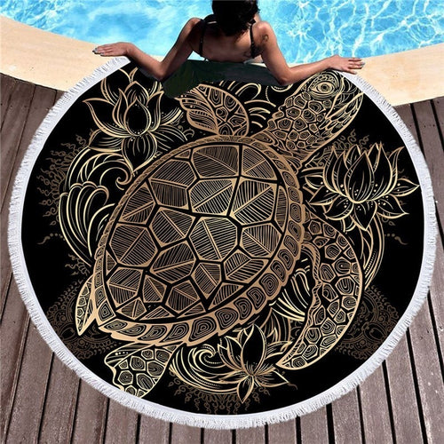 Turtle Patterned Beach Towel