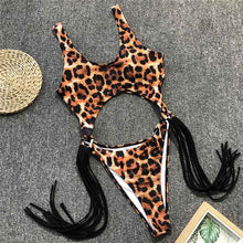Load image into Gallery viewer, Tasseled Leopard Print Bikini
