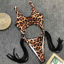 Load image into Gallery viewer, Tasseled Leopard Print Bikini