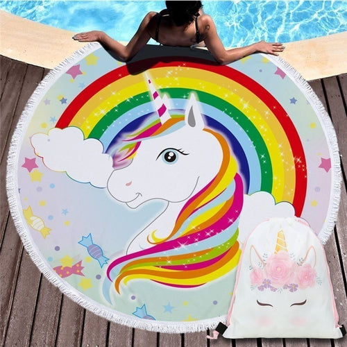 Rainbow Unicorn Patterned Beach Towel