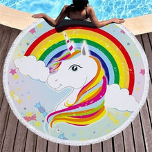 Load image into Gallery viewer, Rainbow Unicorn Patterned Beach Towel