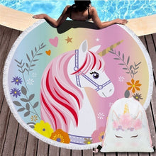 Load image into Gallery viewer, Rainbow Unicorn Patterned Beach Towel