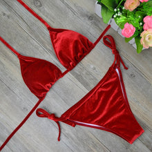 Load image into Gallery viewer, Velvet thong bikini