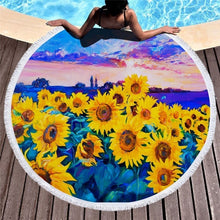 Load image into Gallery viewer, Sunflower Patterned Beach Towel