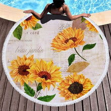 Load image into Gallery viewer, Sunflower Patterned Beach Towel