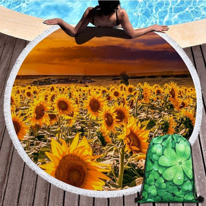Sunflower Patterned Beach Towel