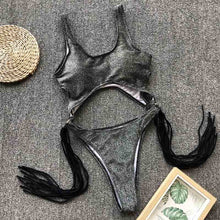 Load image into Gallery viewer, Tasseled Leopard Print Bikini