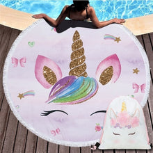 Load image into Gallery viewer, Rainbow Unicorn Patterned Beach Towel