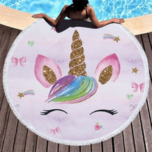 Load image into Gallery viewer, Rainbow Unicorn Patterned Beach Towel