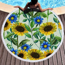 Load image into Gallery viewer, Sunflower Patterned Beach Towel