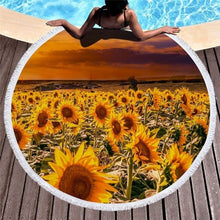 Load image into Gallery viewer, Sunflower Patterned Beach Towel