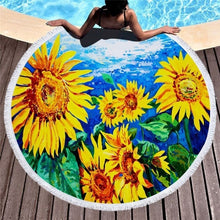Load image into Gallery viewer, Sunflower Patterned Beach Towel