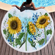 Load image into Gallery viewer, Sunflower Patterned Beach Towel